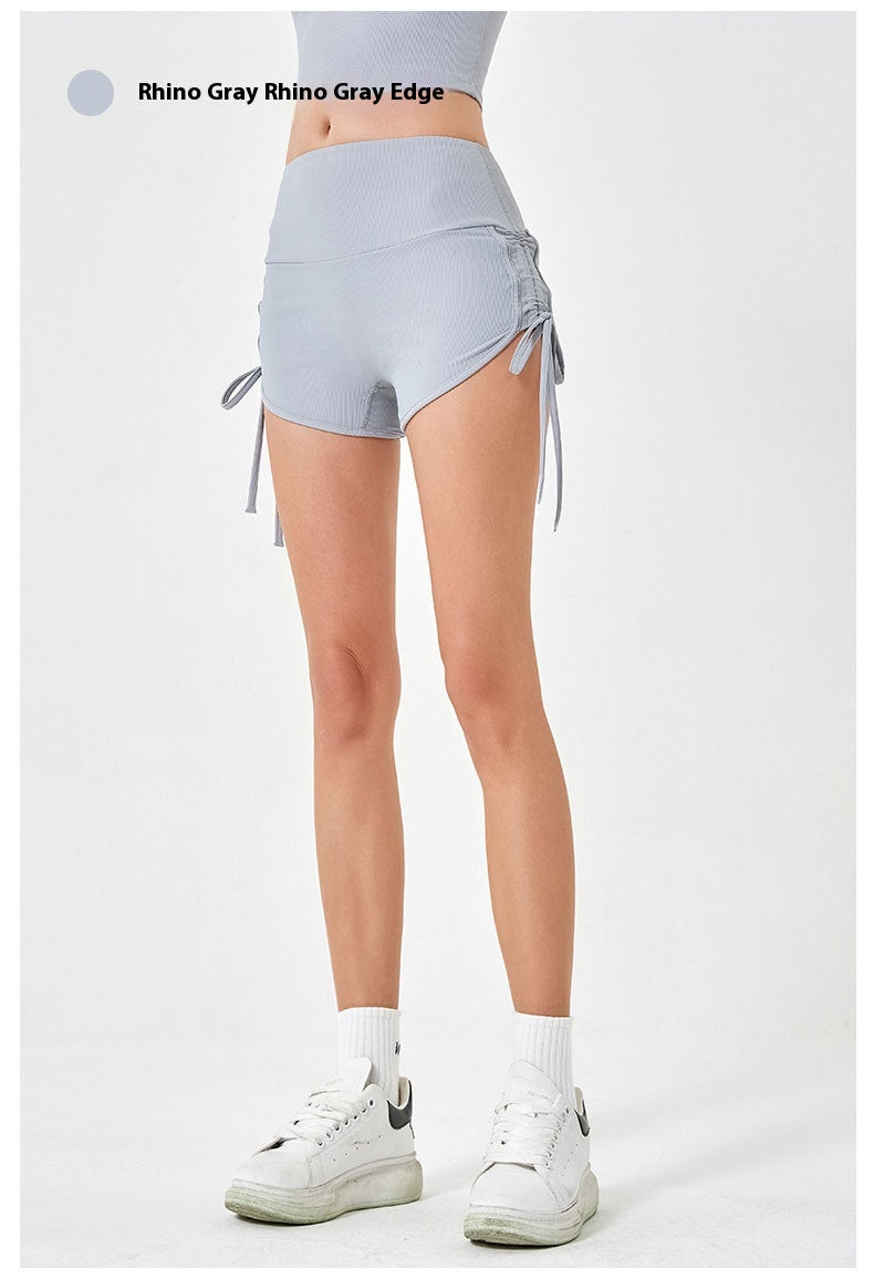 Women's Thin Drawstring Sports Yoga Shorts/High Elastic Fitness Running Shorts