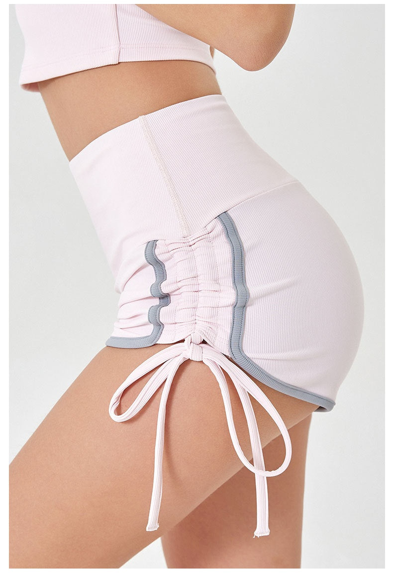 Women's Thin Drawstring Sports Yoga Shorts/High Elastic Fitness Running Shorts