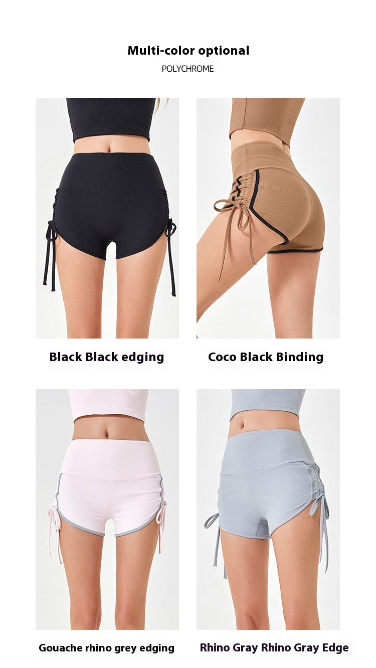 Women's Thin Drawstring Sports Yoga Shorts/High Elastic Fitness Running Shorts