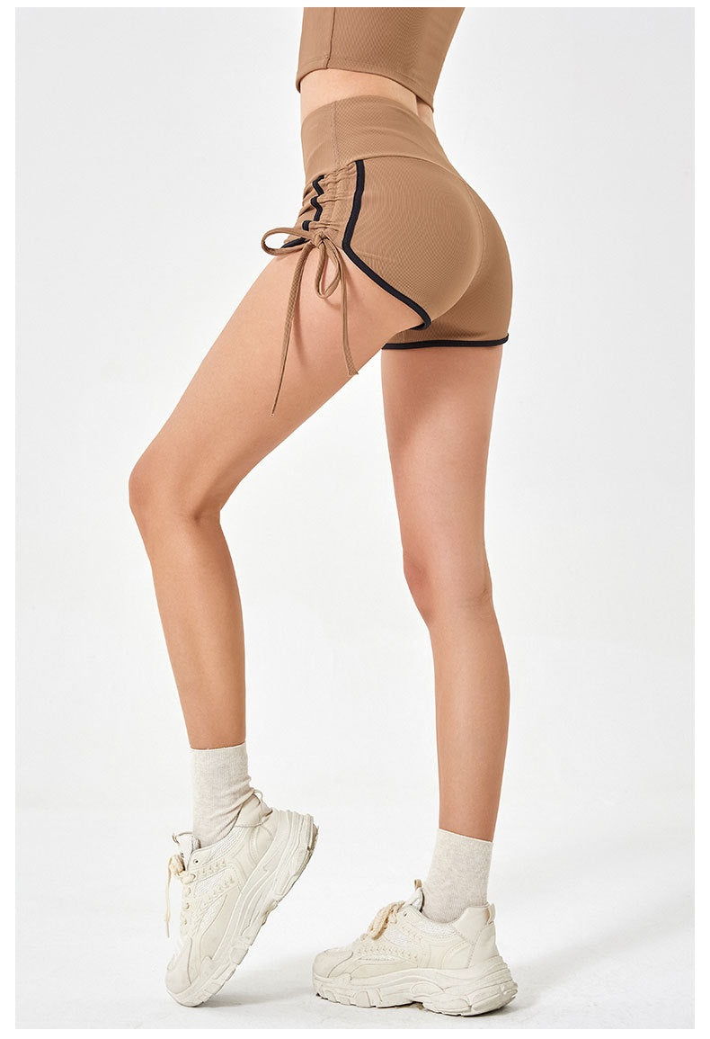 Women's Thin Drawstring Sports Yoga Shorts/High Elastic Fitness Running Shorts