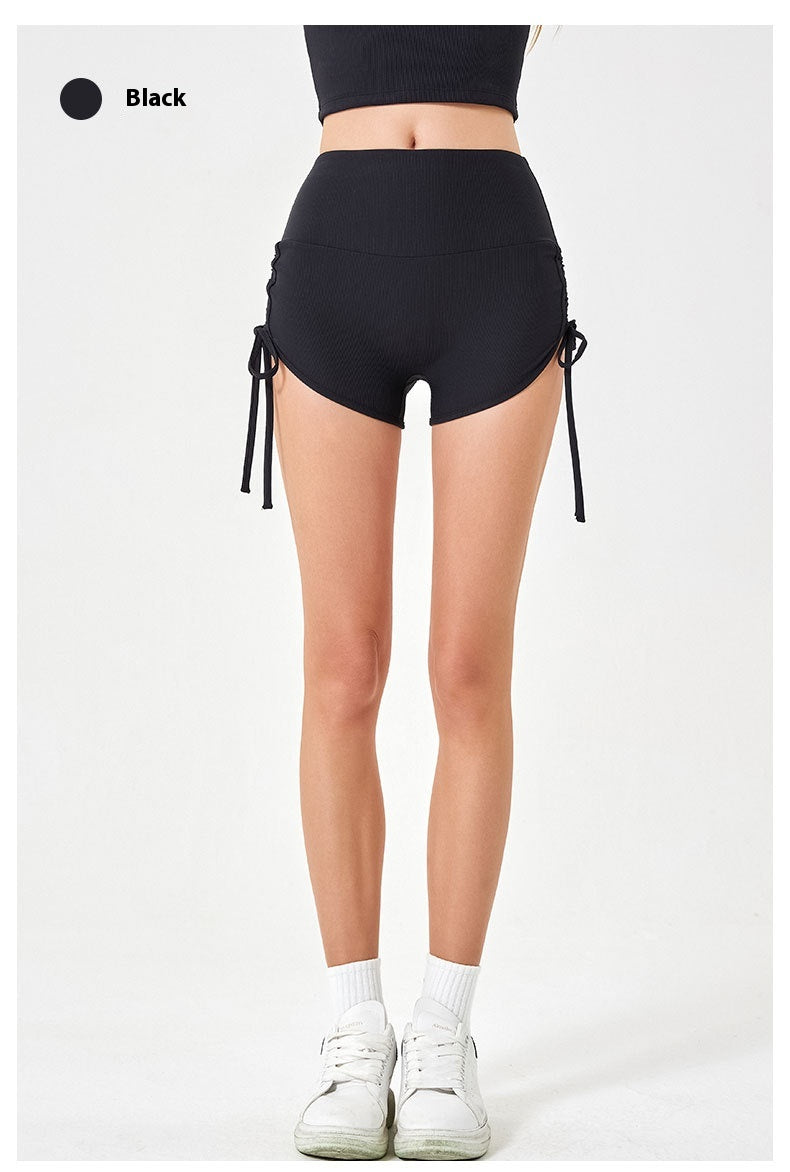 Women's Thin Drawstring Sports Yoga Shorts/High Elastic Fitness Running Shorts