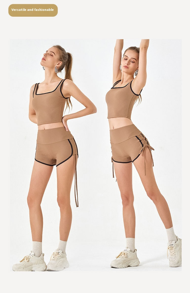 Women's Thin Drawstring Sports Yoga Shorts/High Elastic Fitness Running Shorts