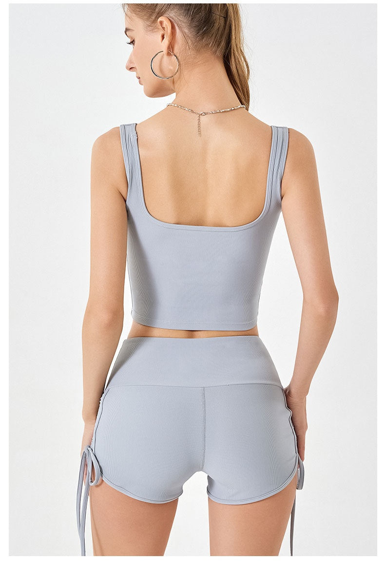 Women's Thin Drawstring Sports Yoga Shorts/High Elastic Fitness Running Shorts