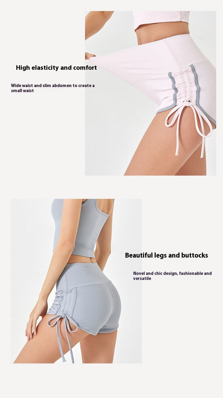 Women's Thin Drawstring Sports Yoga Shorts/High Elastic Fitness Running Shorts