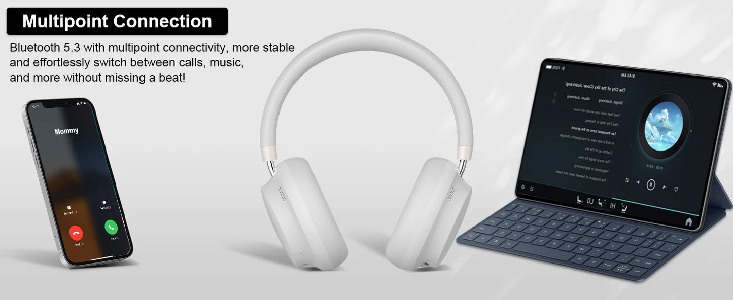 APP T-fun NC45 Bluetooth Active Noise Cancelling Headphones/Comfortable Wireless Over Ear Headphones with Mic, Hi-Res Audio,