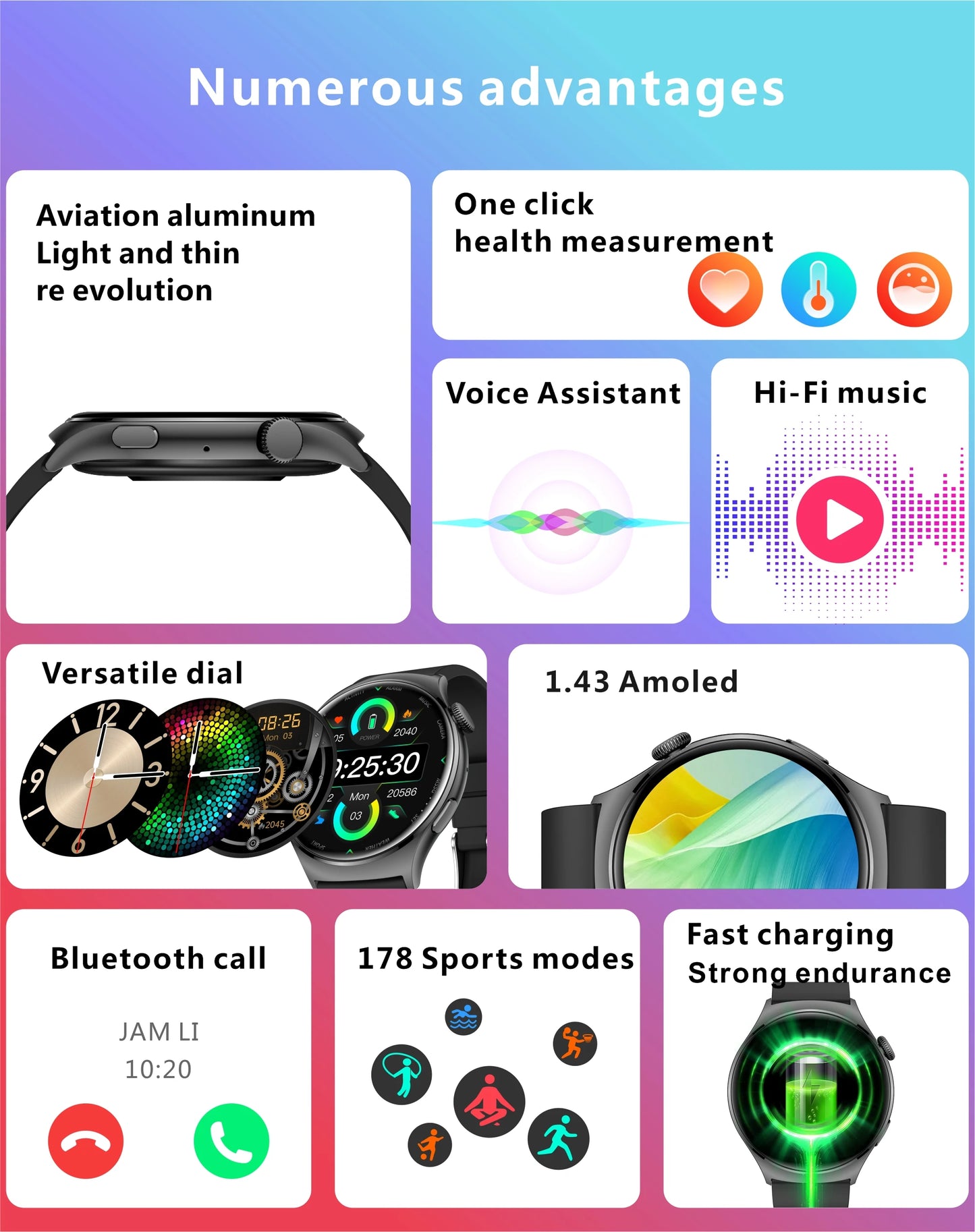 Aolon Mars R3 Smartwatch Premium Health & Fitness Tracker/With 2-Week Battery Life | Ip68 Waterproof Watch For IPhone