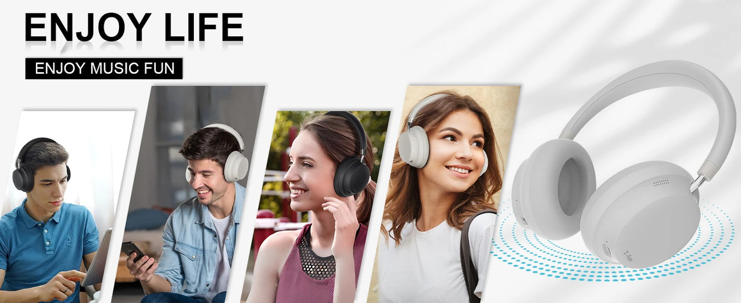 APP T-fun NC45 Bluetooth Active Noise Cancelling Headphones/Comfortable Wireless Over Ear Headphones with Mic, Hi-Res Audio,