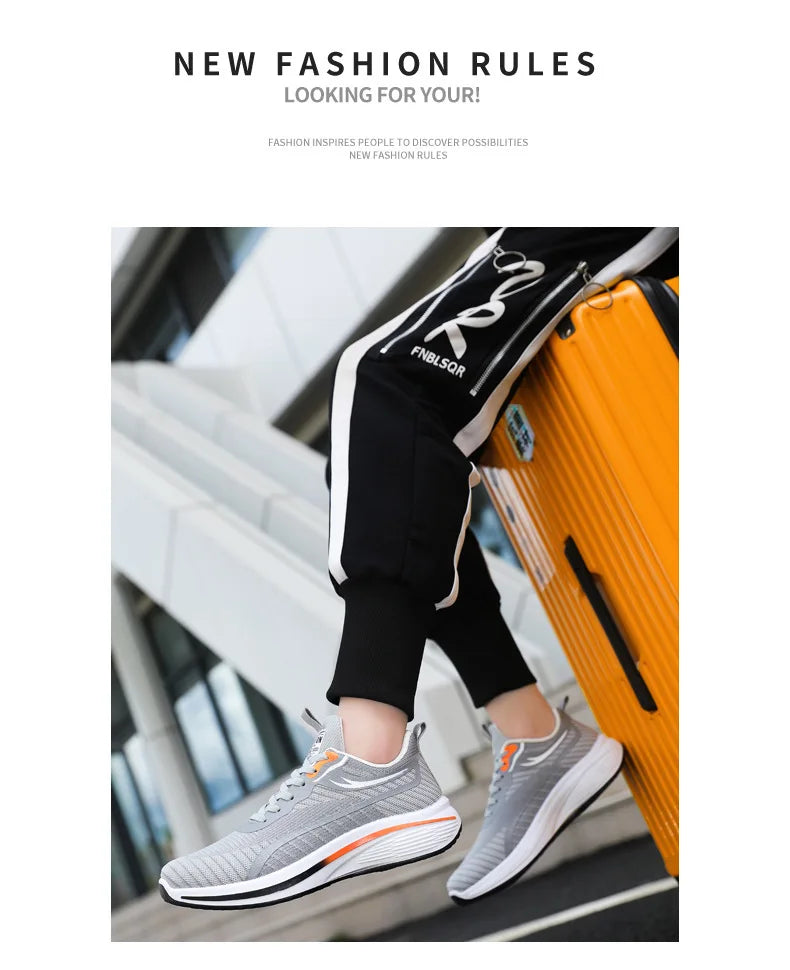 New Casual Men Knit Casual Walking Shoes Breathable/Trendy Sneakers Original Light Shock Absorption Male Tennis Shoes