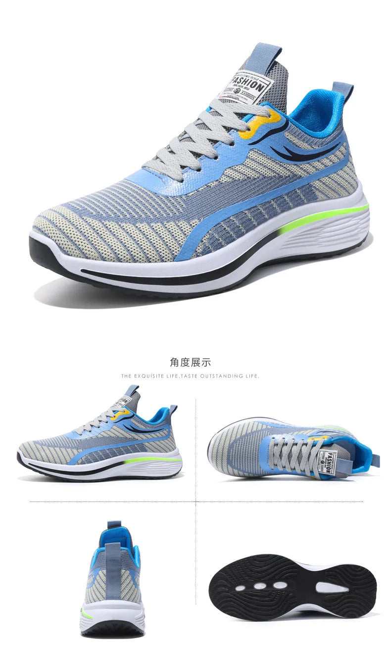 New Casual Men Knit Casual Walking Shoes Breathable/Trendy Sneakers Original Light Shock Absorption Male Tennis Shoes