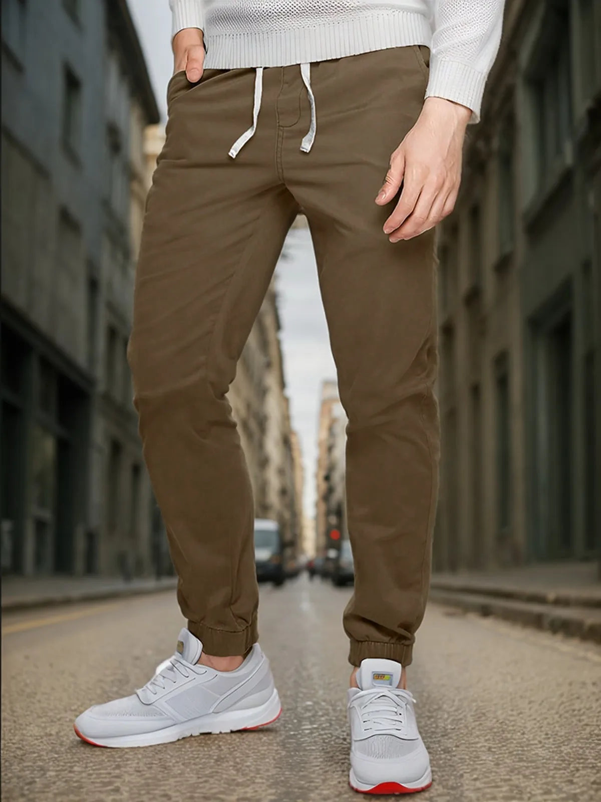"Men's Elastic Waist Drawstring Jogger Pants with Elastic Cuffs/Comfortable and Casual, Perfect for Sports and Everyday Wear