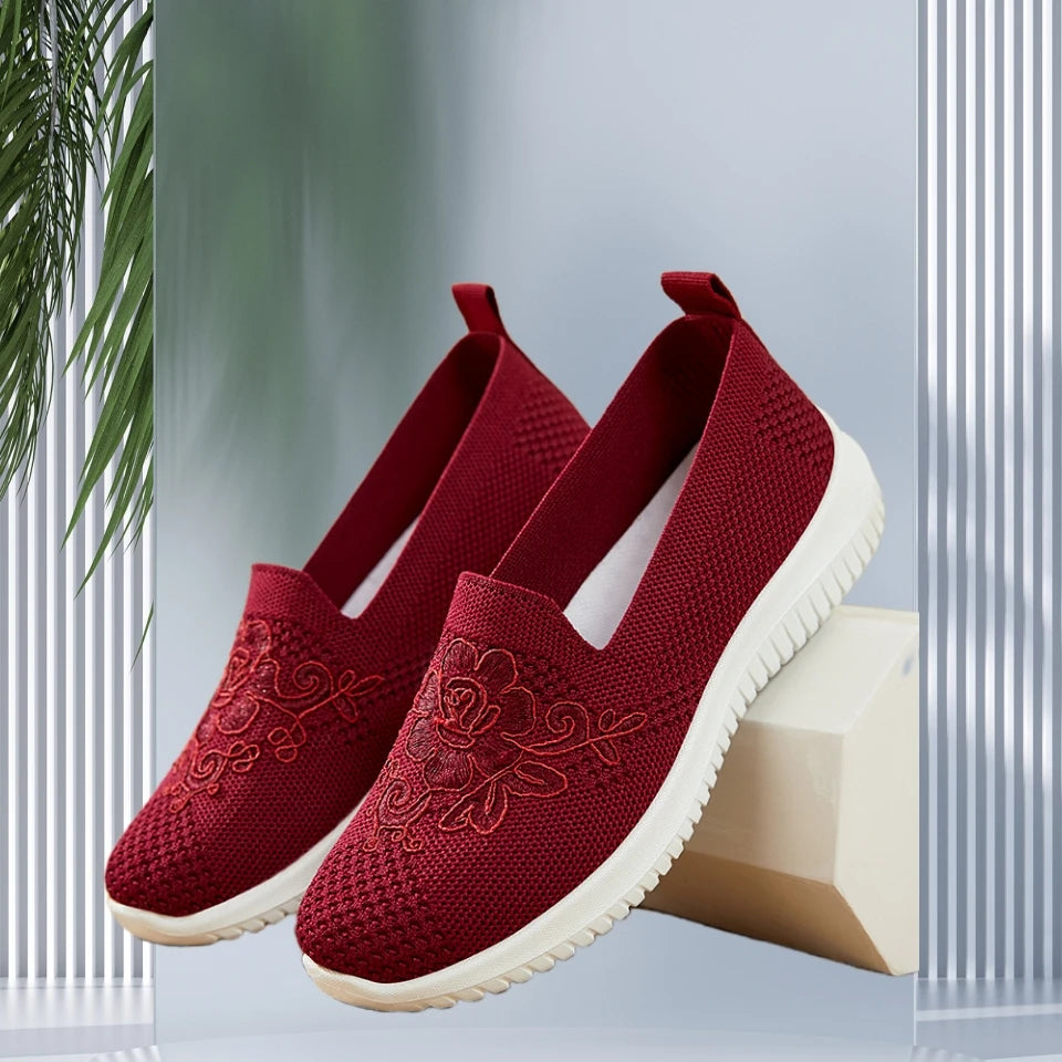 Women's breathable hollow flat shoes shallow mouth flower/solid color mesh shoes fashionable lazy shoes