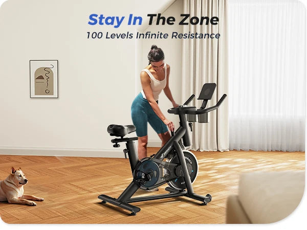 MERACH Exercise Bike Brake Pad Stationary Bike Low Noise Indoor Cycling Bike/270lbs Weight Capacity Tablet Mount Fitness Courses