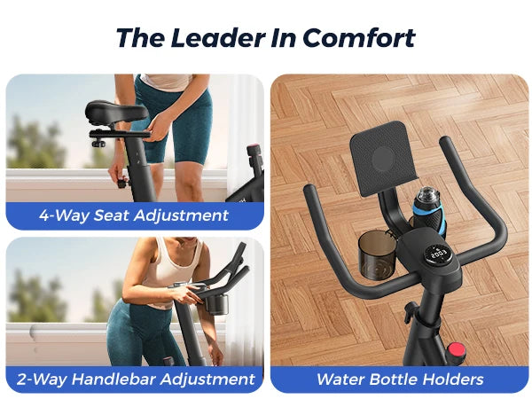 MERACH Exercise Bike Brake Pad Stationary Bike Low Noise Indoor Cycling Bike/270lbs Weight Capacity Tablet Mount Fitness Courses