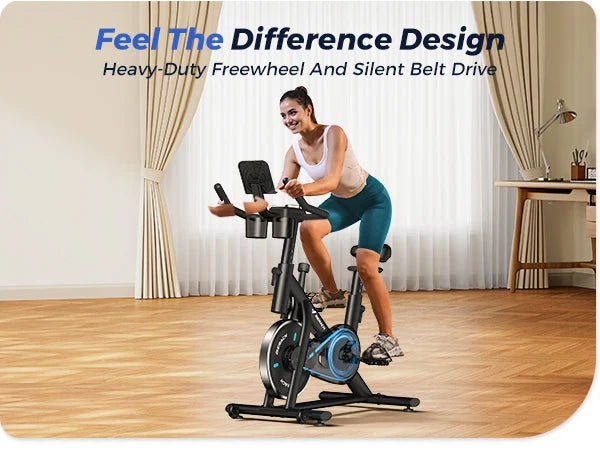 MERACH Exercise Bike Brake Pad Stationary Bike Low Noise Indoor Cycling Bike/270lbs Weight Capacity Tablet Mount Fitness Courses