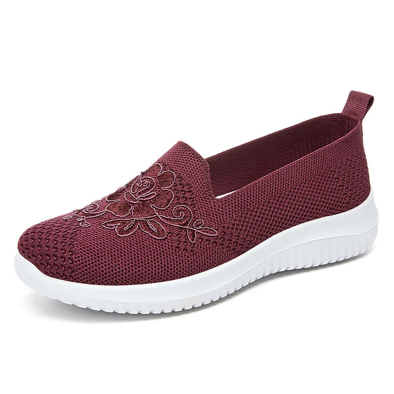 Women's breathable hollow flat shoes shallow mouth flower/solid color mesh shoes fashionable lazy shoes