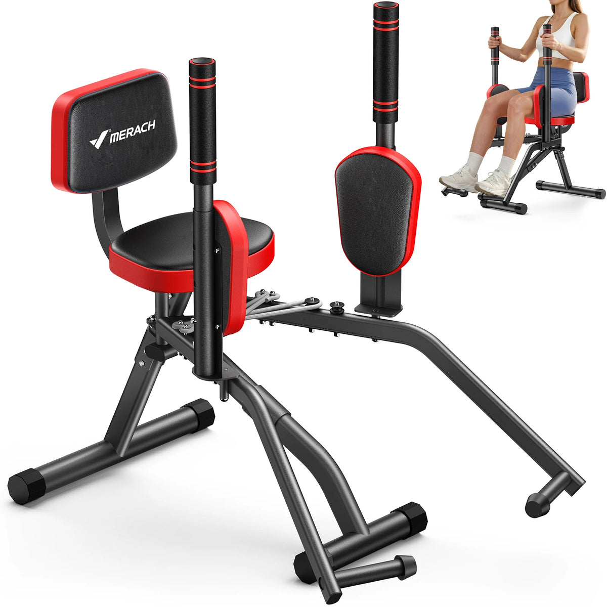 MERACH Hip Abductor Machine Butt Toning Leg Trainer Adjustable/Resistance Glute Outer Thigh Workout Equipment for Home Gym Booty