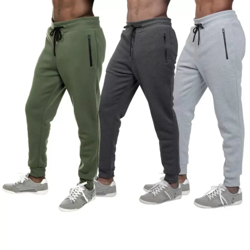 3 PACK: Men's Fleece Lined Slim Fit Casual Tech Jogger Sweatpants Zipper Pockets/for Casual Wear Sports and Loungewear S-3XL