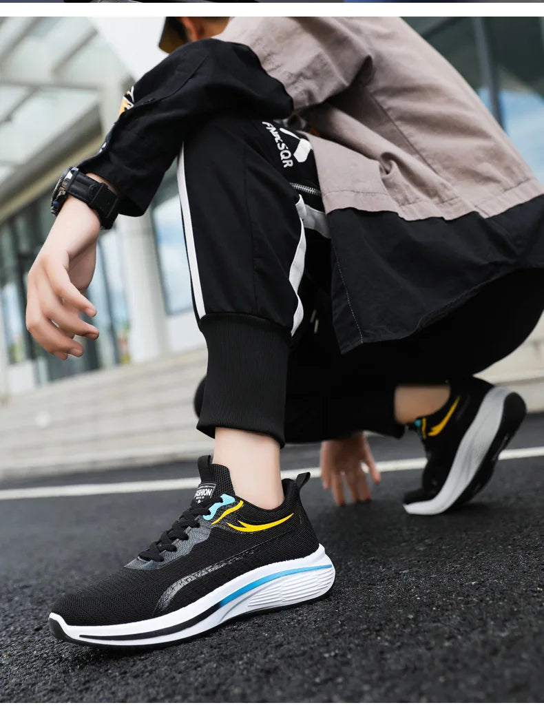 New Casual Men Knit Casual Walking Shoes Breathable/Trendy Sneakers Original Light Shock Absorption Male Tennis Shoes