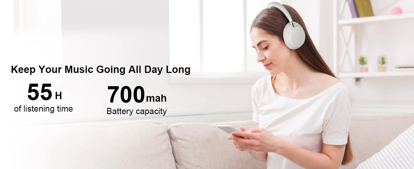 APP T-fun NC45 Bluetooth Active Noise Cancelling Headphones/Comfortable Wireless Over Ear Headphones with Mic, Hi-Res Audio,