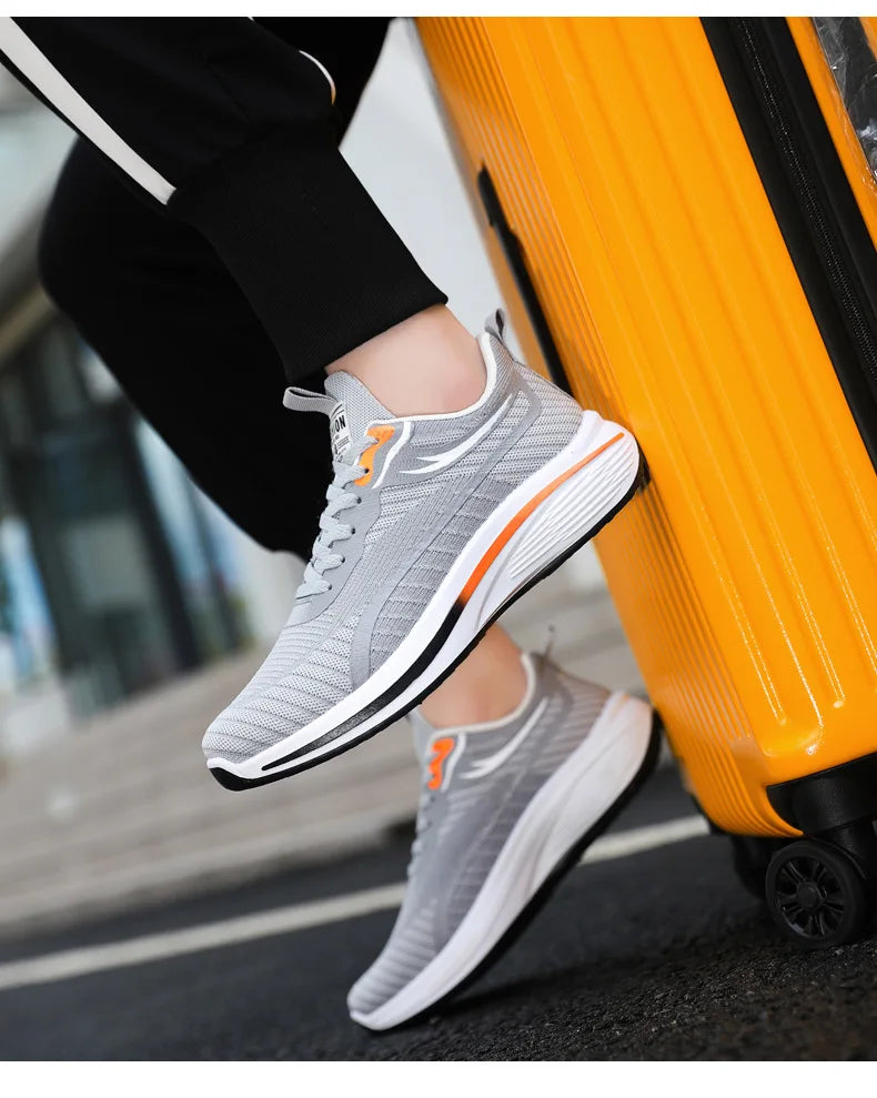 New Casual Men Knit Casual Walking Shoes Breathable/Trendy Sneakers Original Light Shock Absorption Male Tennis Shoes