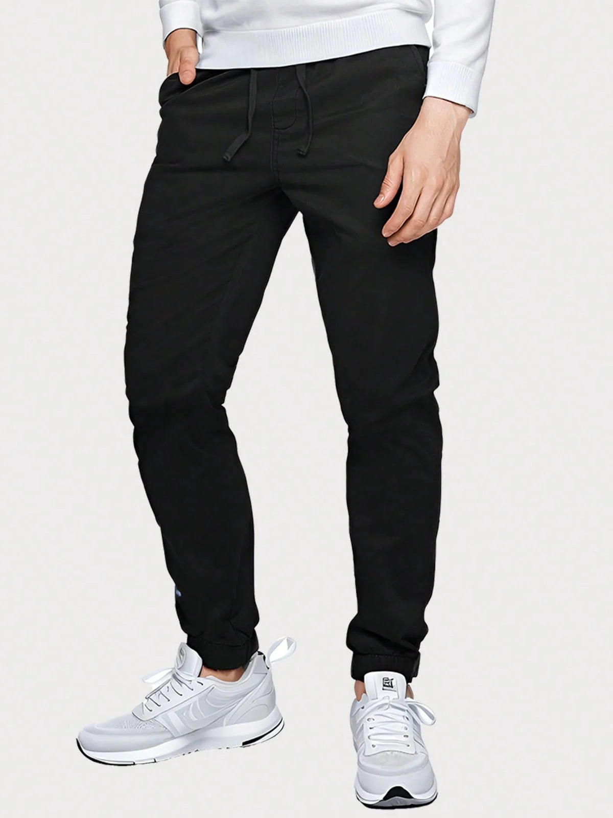 "Men's Elastic Waist Drawstring Jogger Pants with Elastic Cuffs/Comfortable and Casual, Perfect for Sports and Everyday Wear