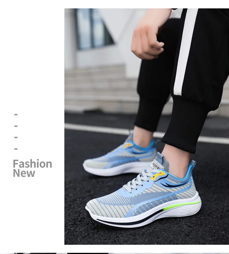 New Casual Men Knit Casual Walking Shoes Breathable/Trendy Sneakers Original Light Shock Absorption Male Tennis Shoes