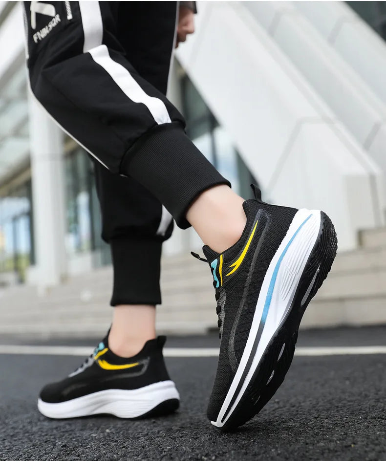 New Casual Men Knit Casual Walking Shoes Breathable/Trendy Sneakers Original Light Shock Absorption Male Tennis Shoes