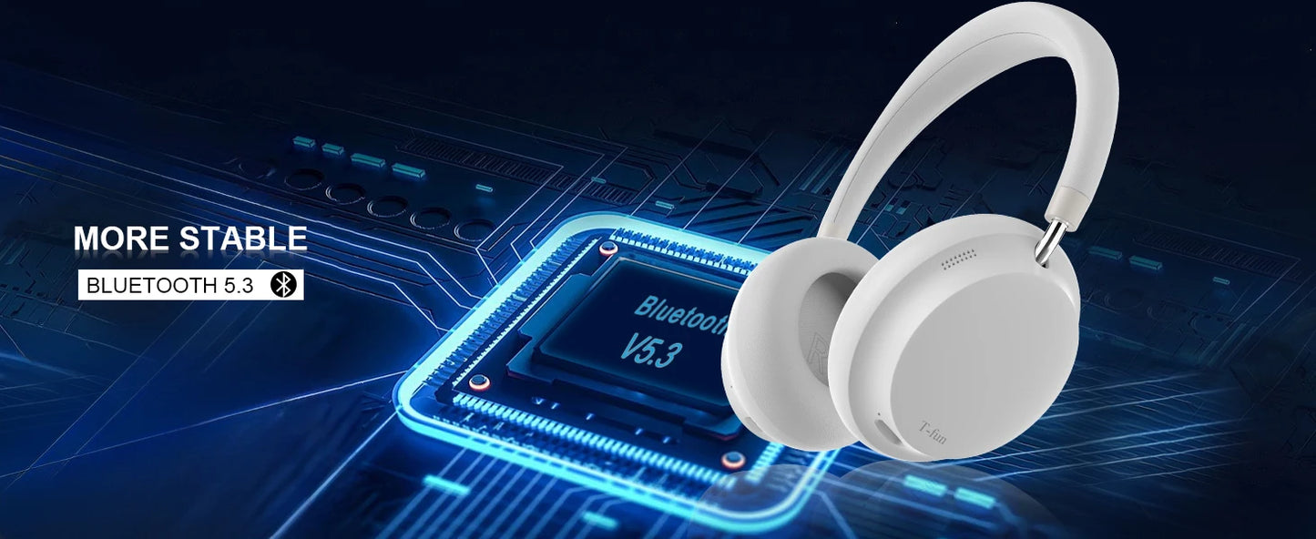 APP T-fun NC45 Bluetooth Active Noise Cancelling Headphones/Comfortable Wireless Over Ear Headphones with Mic, Hi-Res Audio,