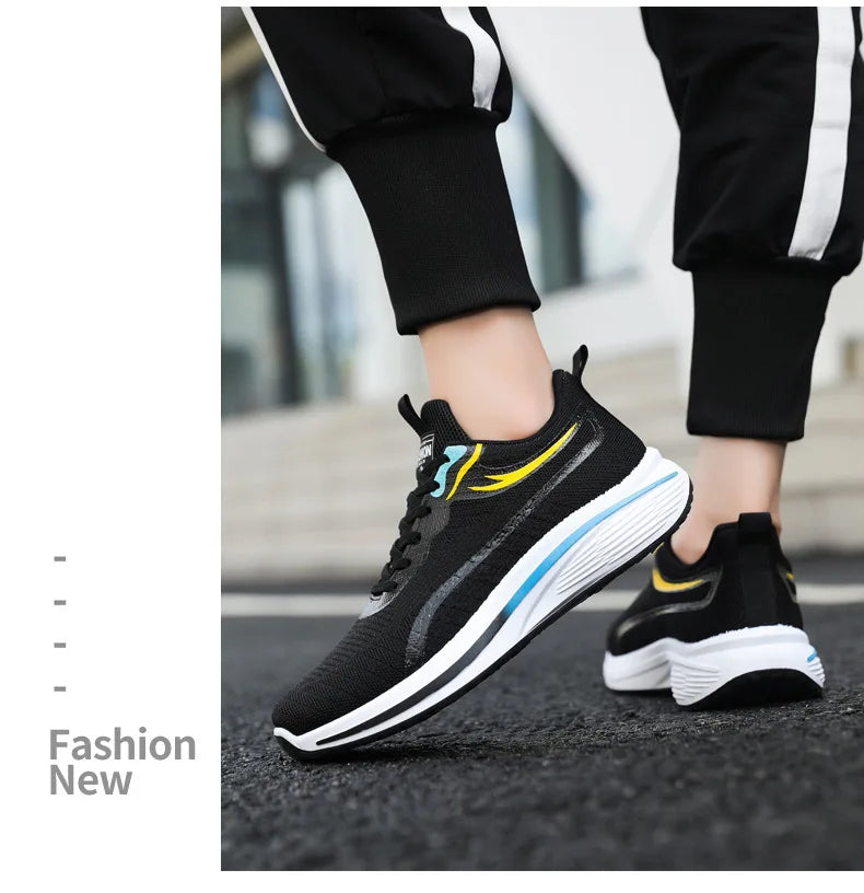 New Casual Men Knit Casual Walking Shoes Breathable/Trendy Sneakers Original Light Shock Absorption Male Tennis Shoes