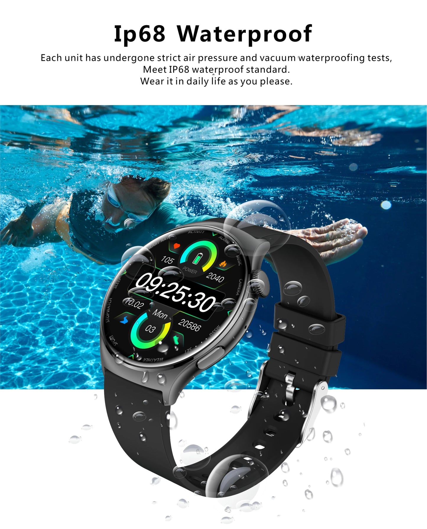 Aolon Mars R3 Smartwatch Premium Health & Fitness Tracker/With 2-Week Battery Life | Ip68 Waterproof Watch For IPhone