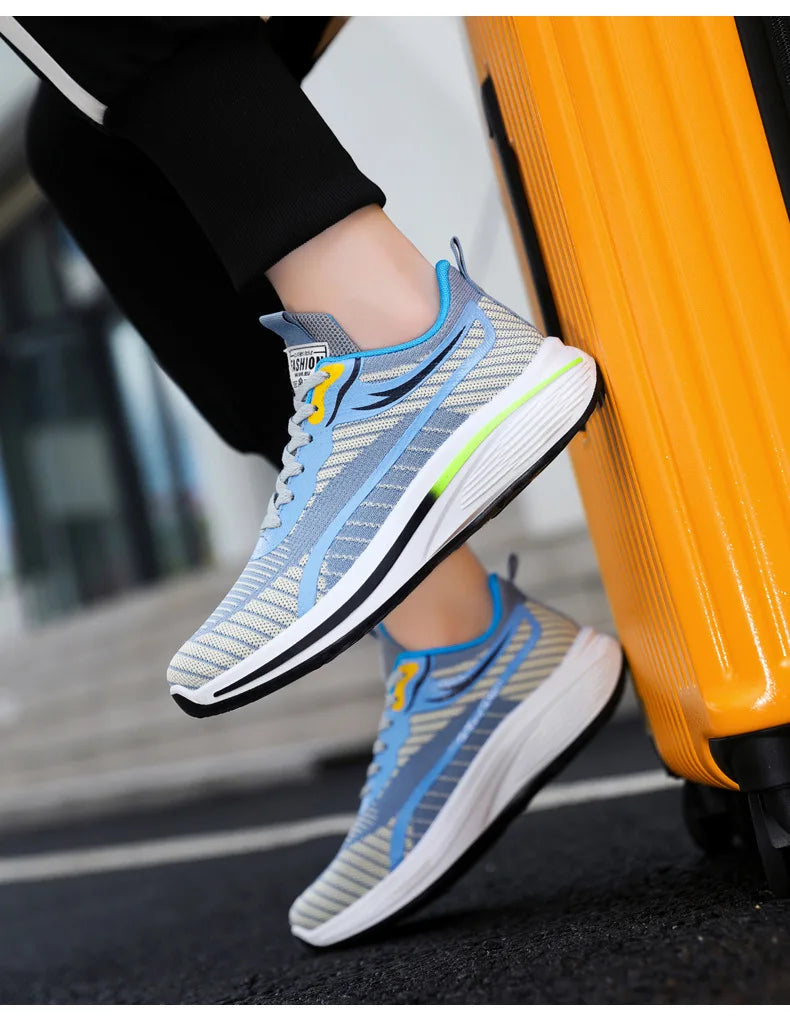 New Casual Men Knit Casual Walking Shoes Breathable/Trendy Sneakers Original Light Shock Absorption Male Tennis Shoes