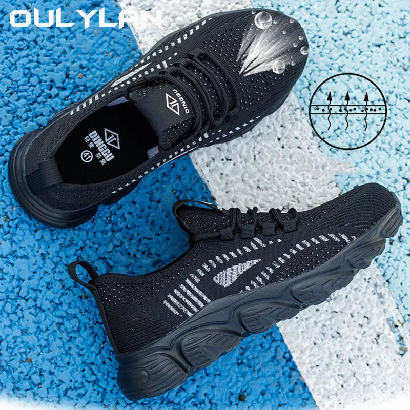 Men's Breathable Shoes Anti Puncture safety Shoes/Steel Toe Protection Work Shoes Flying Woven Anti Impact in Anti Slip
