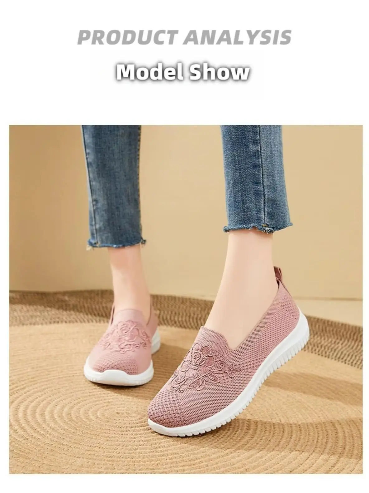 Women's breathable hollow flat shoes shallow mouth flower/solid color mesh shoes fashionable lazy shoes
