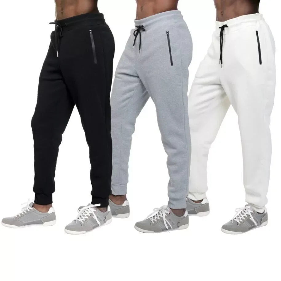 3 PACK: Men's Fleece Lined Slim Fit Casual Tech Jogger Sweatpants Zipper Pockets/for Casual Wear Sports and Loungewear S-3XL