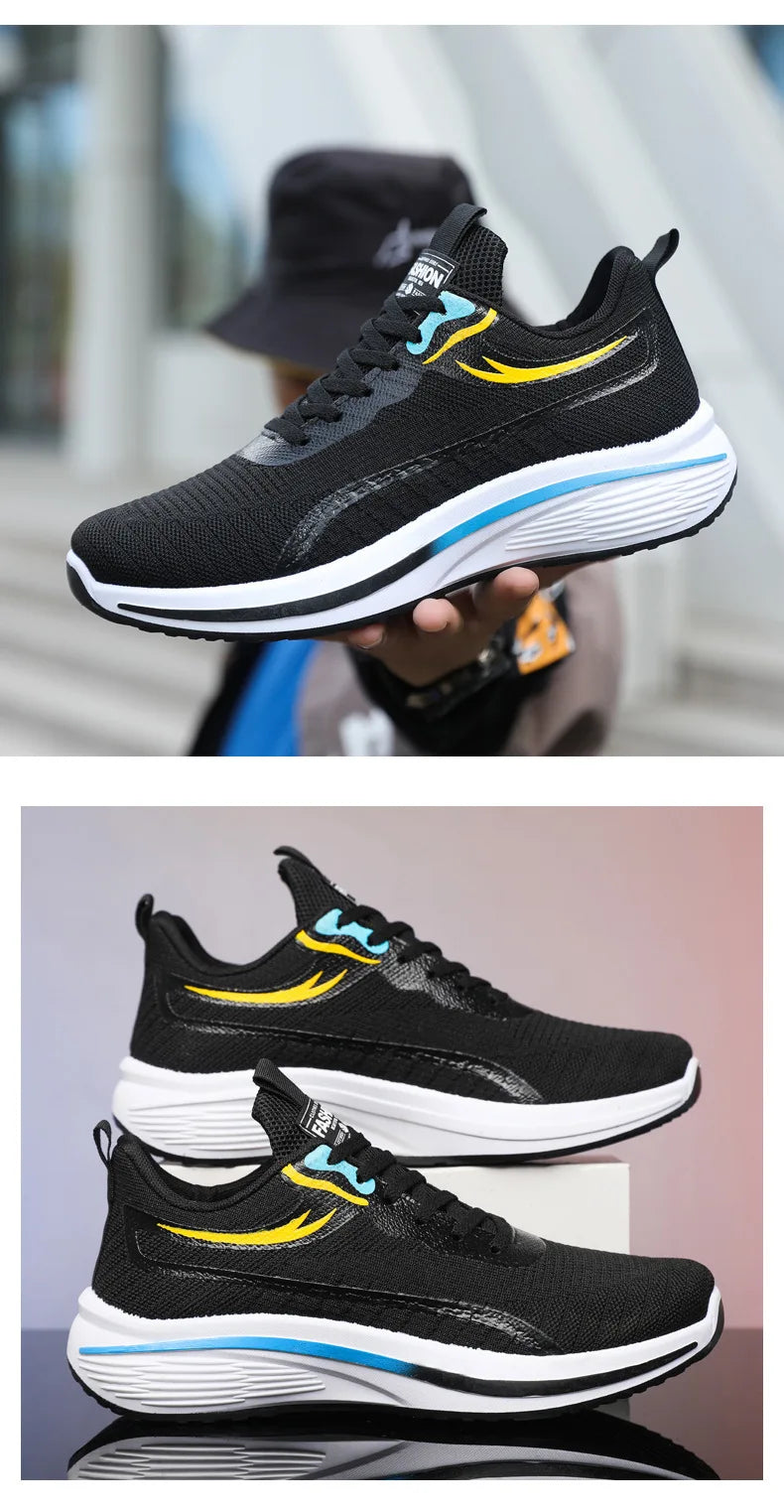 New Casual Men Knit Casual Walking Shoes Breathable/Trendy Sneakers Original Light Shock Absorption Male Tennis Shoes