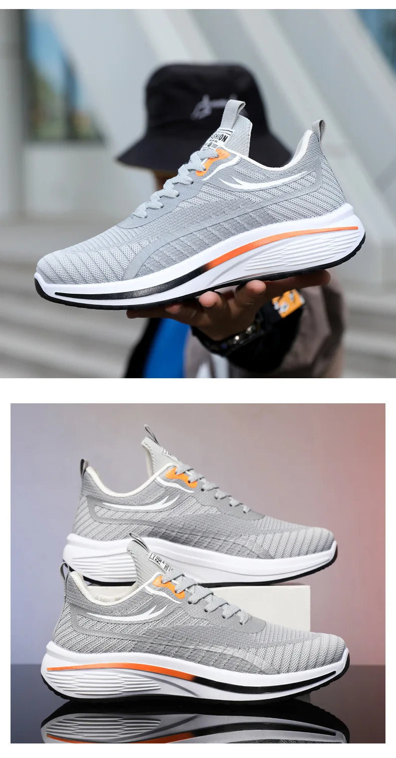 New Casual Men Knit Casual Walking Shoes Breathable/Trendy Sneakers Original Light Shock Absorption Male Tennis Shoes