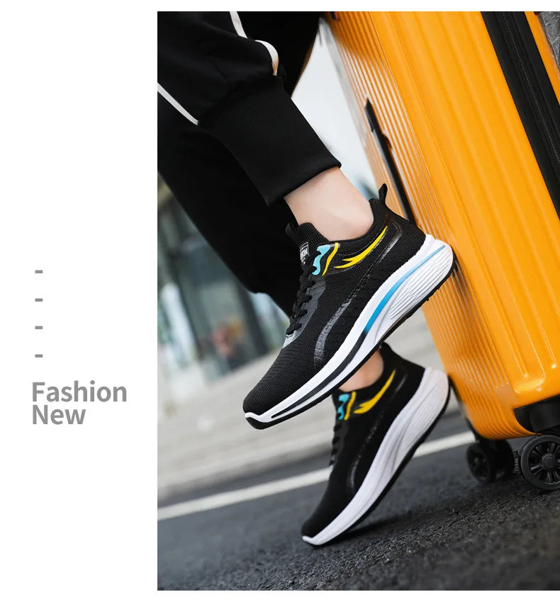 New Casual Men Knit Casual Walking Shoes Breathable/Trendy Sneakers Original Light Shock Absorption Male Tennis Shoes