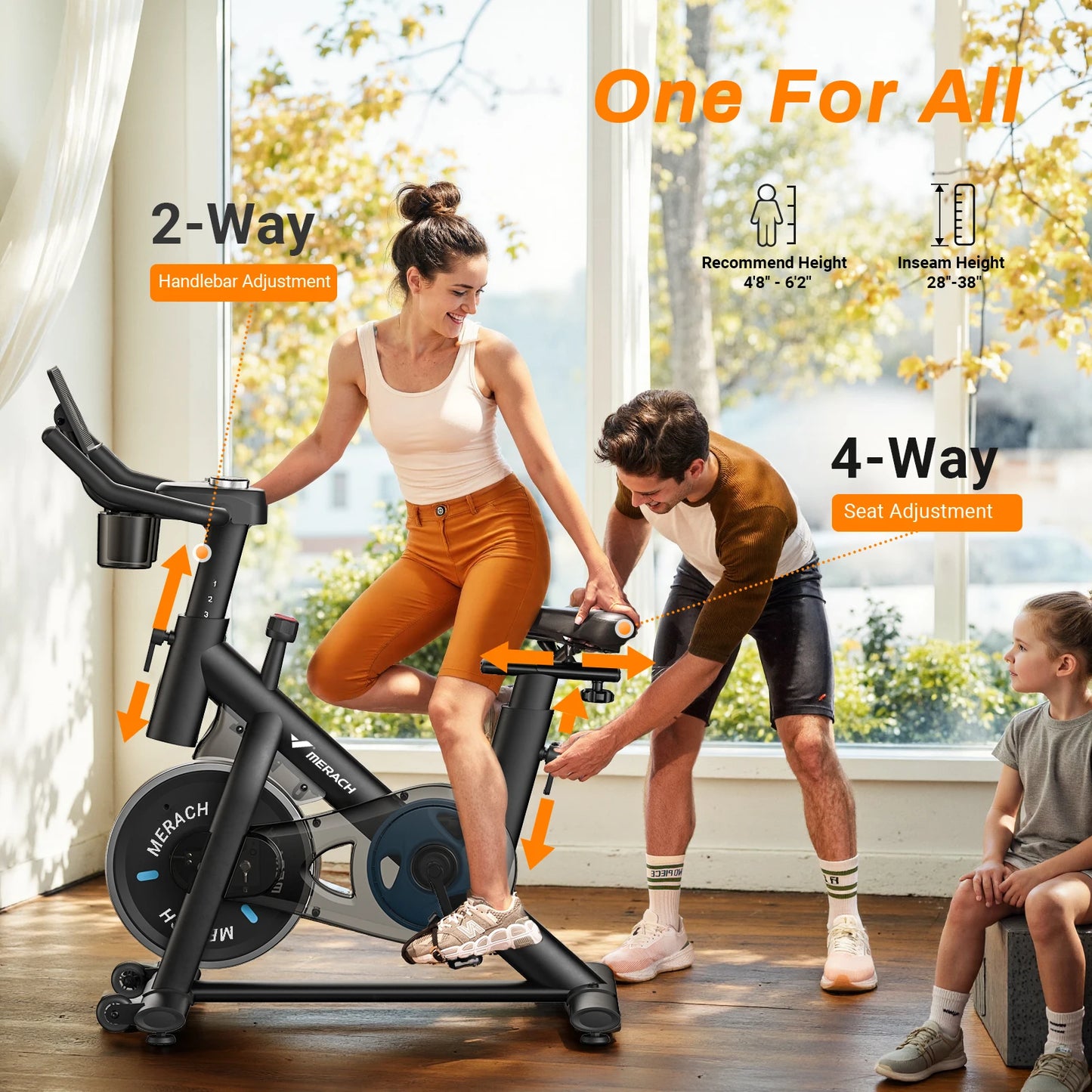 MERACH Exercise Bike Brake Pad Stationary Bike Low Noise Indoor Cycling Bike/270lbs Weight Capacity Tablet Mount Fitness Courses