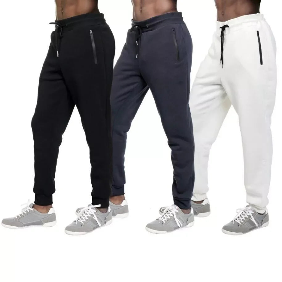 3 PACK: Men's Fleece Lined Slim Fit Casual Tech Jogger Sweatpants Zipper Pockets/for Casual Wear Sports and Loungewear S-3XL