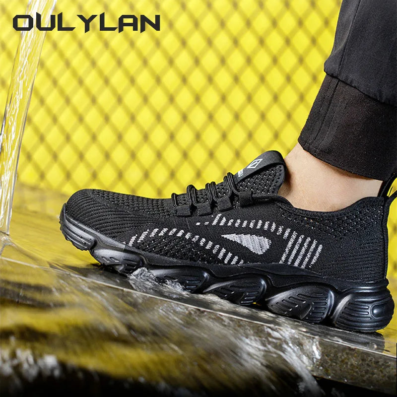Men's Breathable Shoes Anti Puncture safety Shoes/Steel Toe Protection Work Shoes Flying Woven Anti Impact in Anti Slip