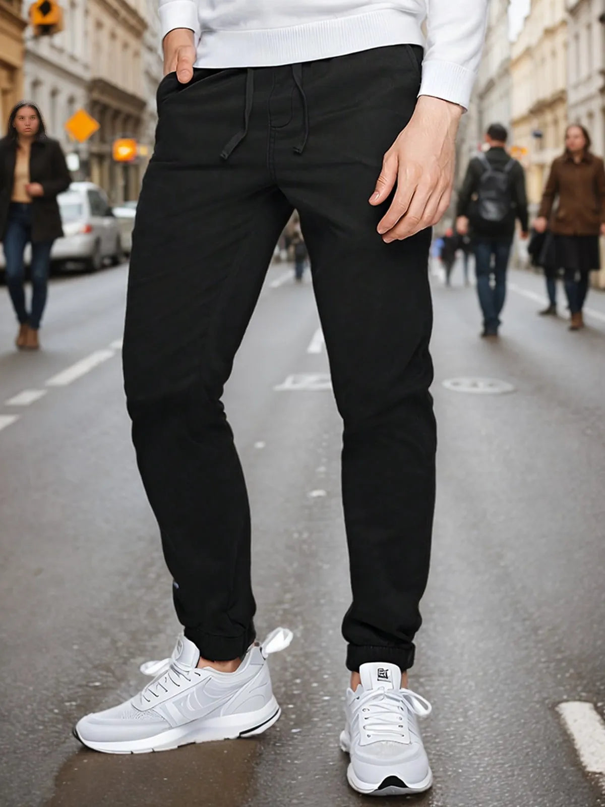 "Men's Elastic Waist Drawstring Jogger Pants with Elastic Cuffs/Comfortable and Casual, Perfect for Sports and Everyday Wear