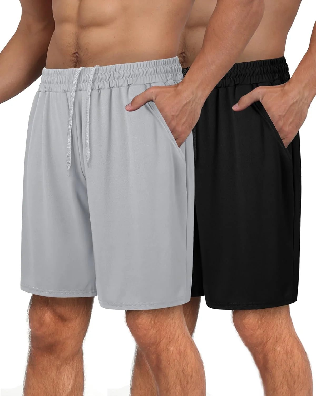 2 Pack Men's Gym Basketball Shorts Athletic Black Workout/Quick Dry Shorts with Pockets for Casual Running
