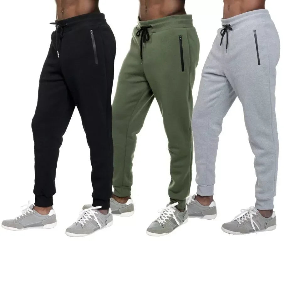 3 PACK: Men's Fleece Lined Slim Fit Casual Tech Jogger Sweatpants Zipper Pockets/for Casual Wear Sports and Loungewear S-3XL