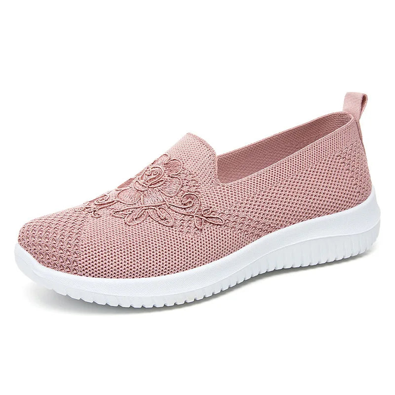 Women's breathable hollow flat shoes shallow mouth flower/solid color mesh shoes fashionable lazy shoes