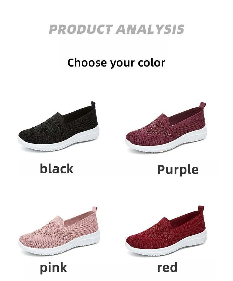 Women's breathable hollow flat shoes shallow mouth flower/solid color mesh shoes fashionable lazy shoes