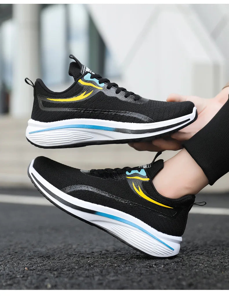 New Casual Men Knit Casual Walking Shoes Breathable/Trendy Sneakers Original Light Shock Absorption Male Tennis Shoes