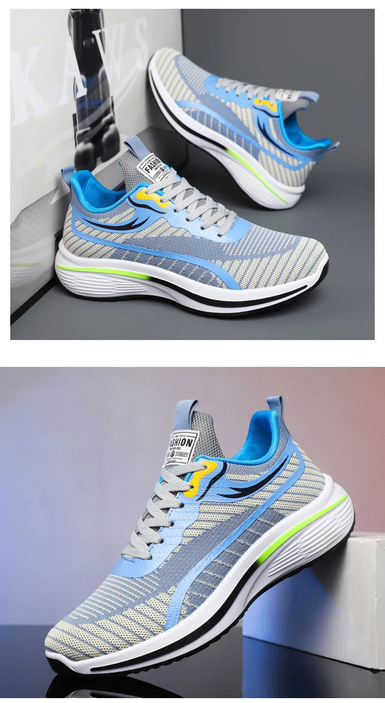 New Casual Men Knit Casual Walking Shoes Breathable/Trendy Sneakers Original Light Shock Absorption Male Tennis Shoes