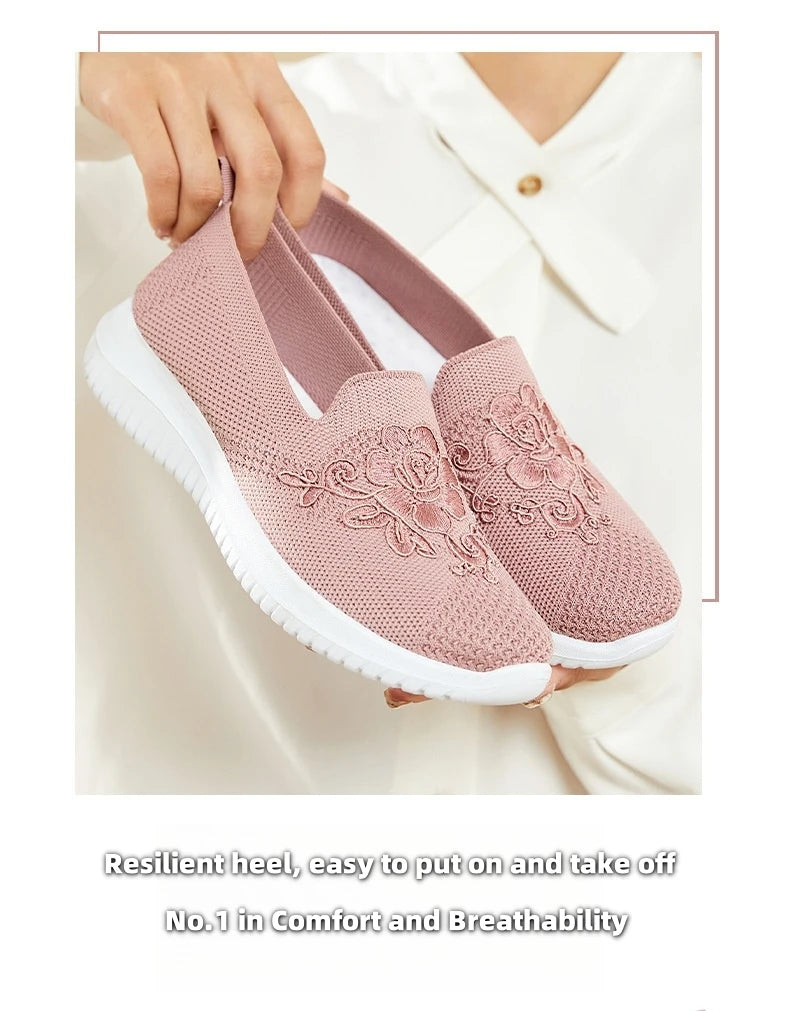 Women's breathable hollow flat shoes shallow mouth flower/solid color mesh shoes fashionable lazy shoes