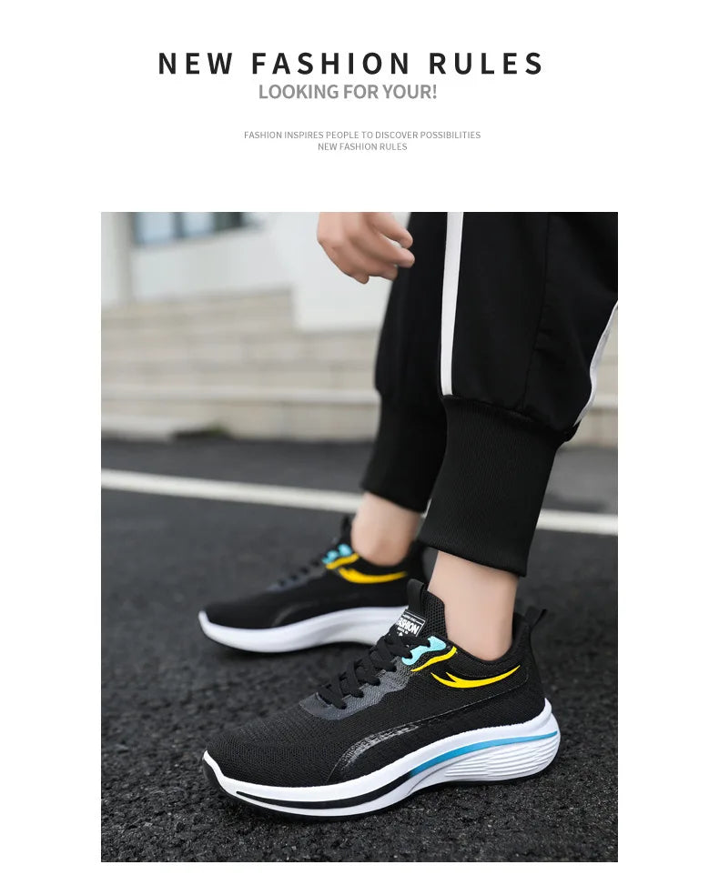 New Casual Men Knit Casual Walking Shoes Breathable/Trendy Sneakers Original Light Shock Absorption Male Tennis Shoes