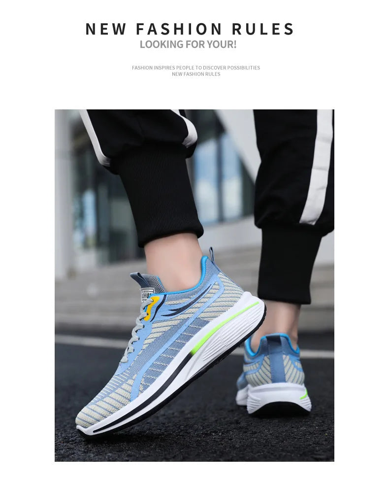 New Casual Men Knit Casual Walking Shoes Breathable/Trendy Sneakers Original Light Shock Absorption Male Tennis Shoes